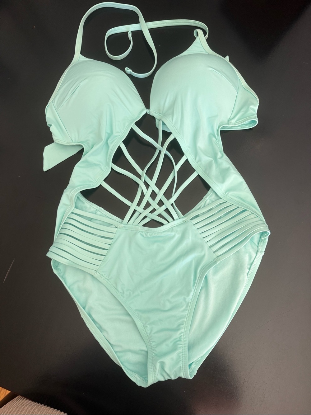 Kenneth Cole Super Sexy Mint Green One-Piece Swimsuit with Strappy Cutouts